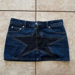 Edikted Dark Blue Star Mini Skirt